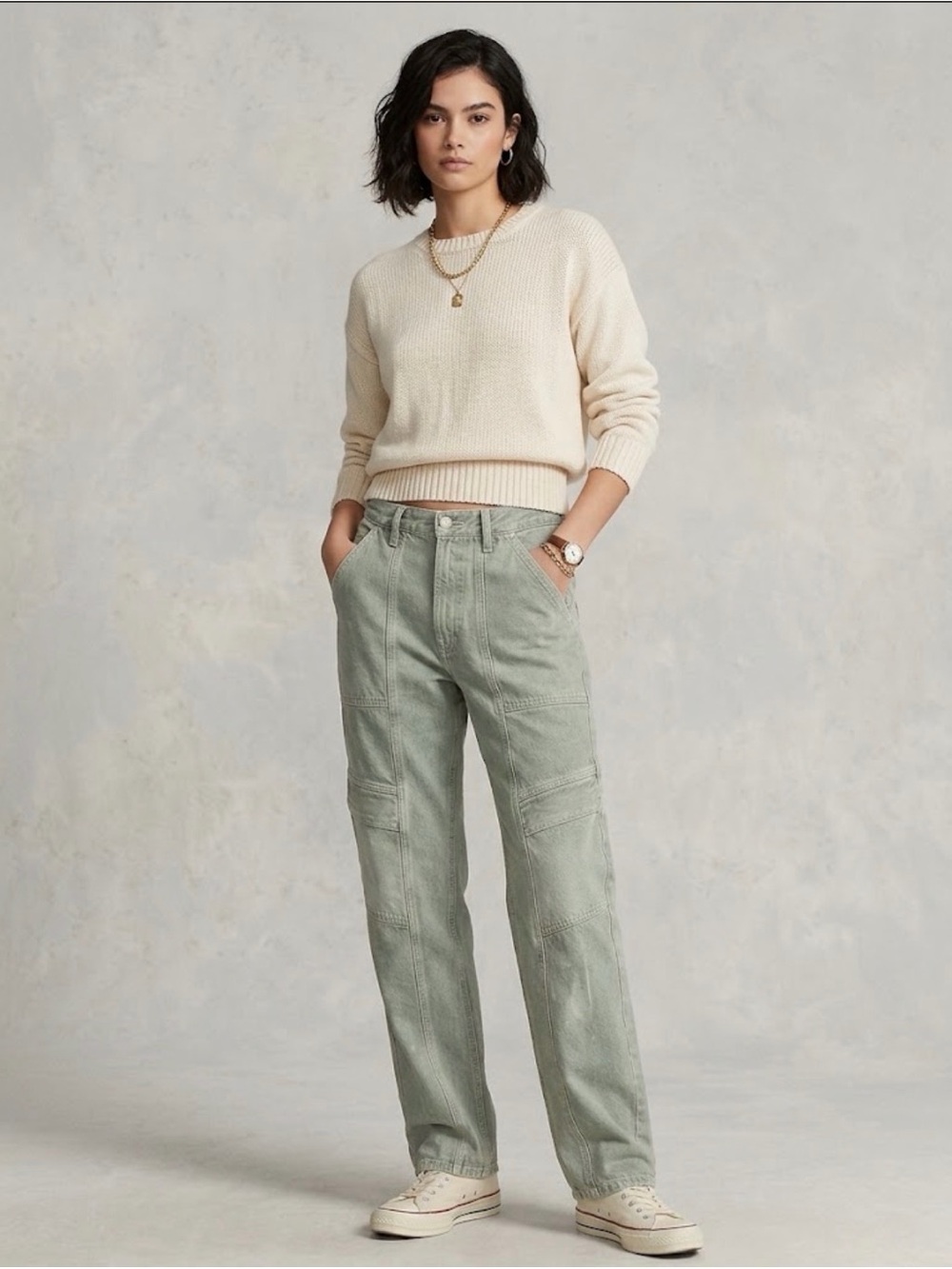 Agolde Cooper Organic Cotton High Rise Utility Cargo Sage Green Pants 29